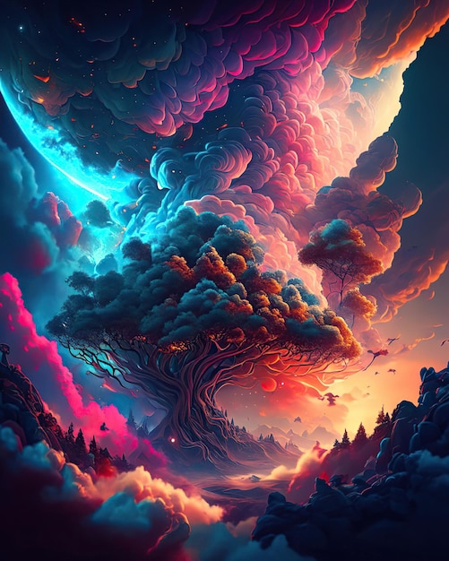 imaginary horizons clouds colorful wallpaper background