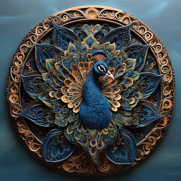 Photo imaginary wings captivating peacock mandala