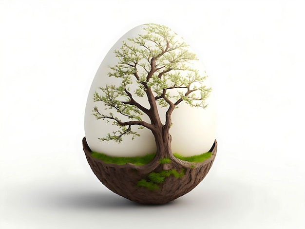 imagination of eggs with a big tree