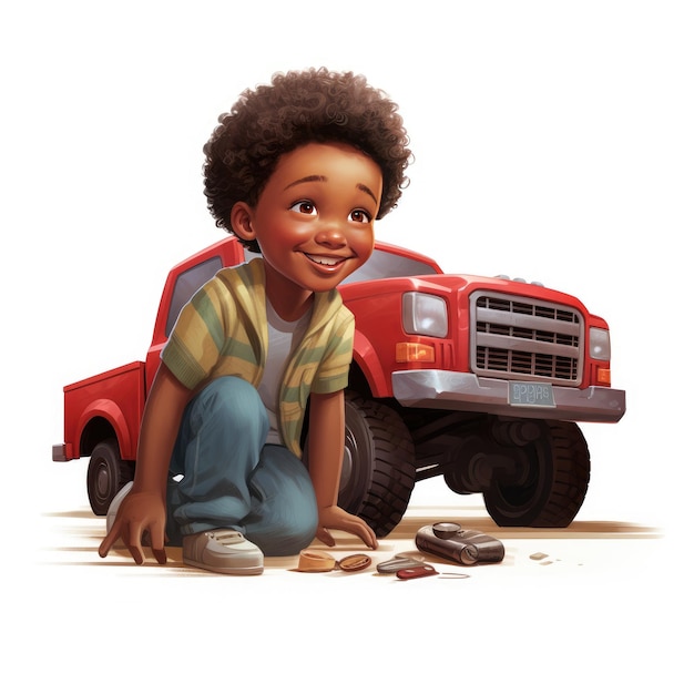 Imagination in Motion The PixarStyled Adventure of a Young African American Boy and His Red Truck