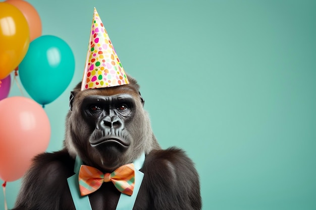 Imaginative Animal Concept Gorilla Celebrating Festivity Generative AI