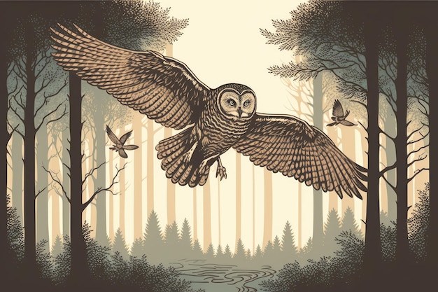 Imagine a barred owl soaring among the trees