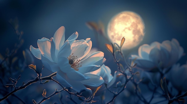 Photo imagine a blossom that only blooms under moonlight its petals unfolding to reveal glowing ideas nurtured by the subconscious