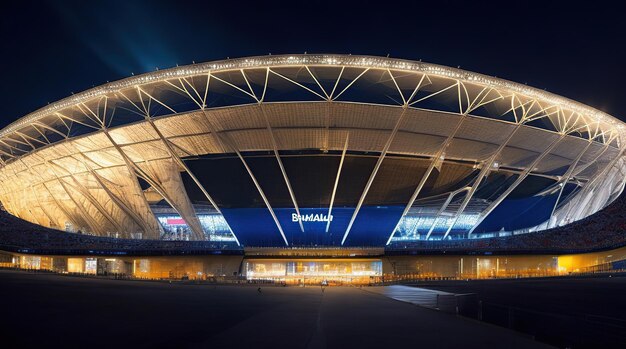 Foto immaginate una scena affascinante di uno stadio di notte bagnato da un morbido bagliore etereo