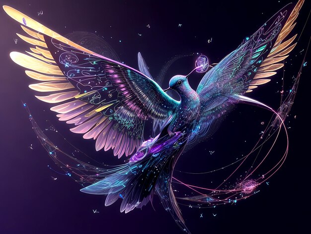 Imagine a digital hummingbird gracefully navigating through a complex network AI_Generated