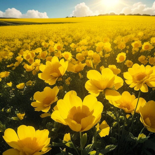 Imagine a field of yellow flowers bathed in the