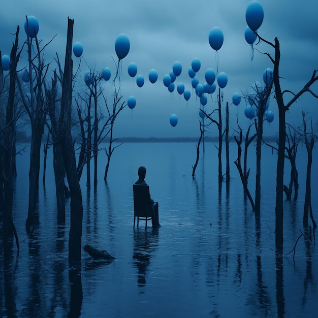 Photo imagine lonely depressed person blue monday concept