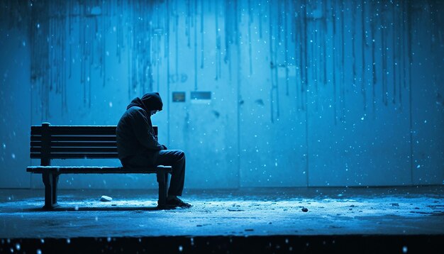 Imagine lonely depressed person blue monday concept