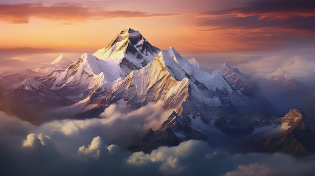 Imagine mount everest nepal highest peak on earth climbers Created with Generative AI technology