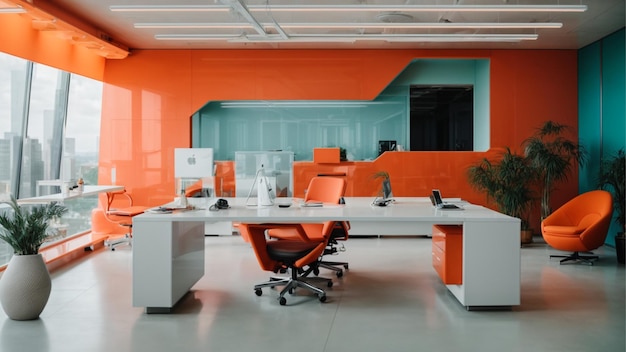 2つの世界から最高のものを組み合わせた オフィスを想像してみてください 未来主義的でミニマリストなデザインです