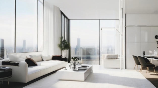 Imagine a penthouse with a minimalist interior where every piece of furniture