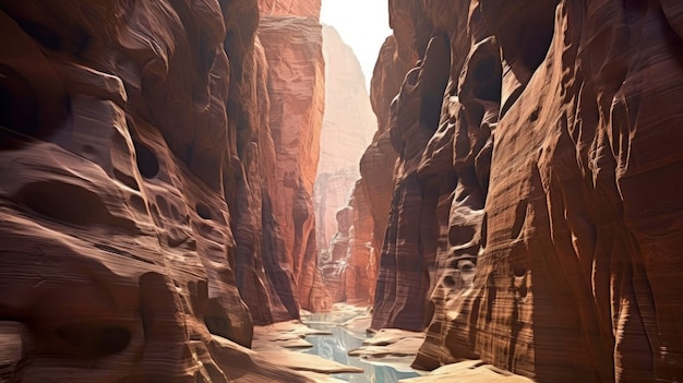 Imagine petra jordan ancient rock cut architecture narrow Created with Generative AI technology