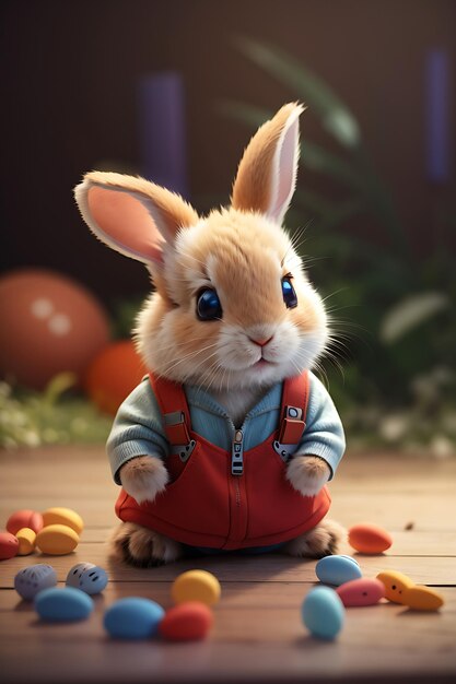 imagine prompt color photo of a super cute baby rabbit in a Pixarstyle