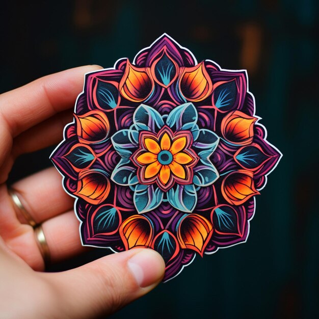 Foto immagina un adesivo con un intricato motivo simile a un mandala