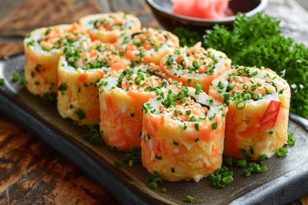 Imitation crab stick fresh vegetable salad rolls