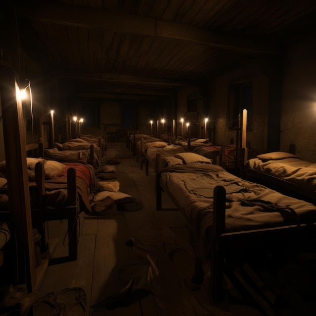 Photo the immaculate abandonment ww1 generals' pristine welllit sleeping quarters