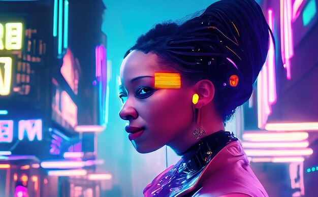 Immerse the cyberpunk world in futuristic neon brilliance with a captivating portrait of a cyberpunk