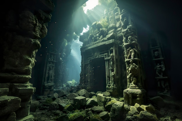 海底の世界に潜り込んで 海面の下に隠れている 息をく古代の遺跡を発見します