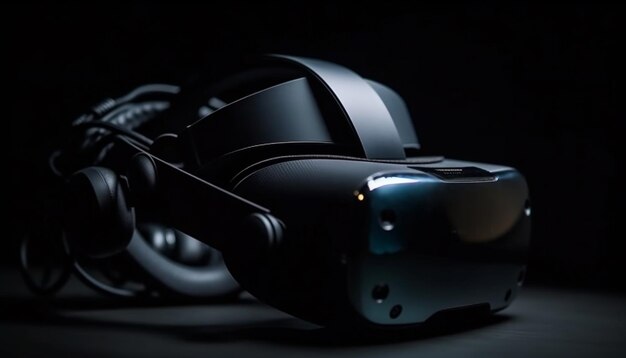 Photo immerse in futuristic virtual reality with wireless headphones and simulator generated by ai