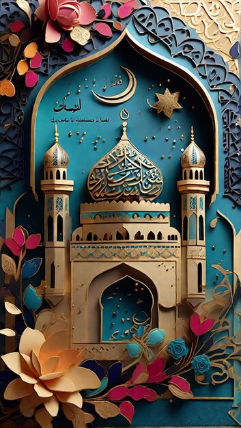 Immerse yourself in the breathtaking design of a Ramadan Kareem holiday invitation