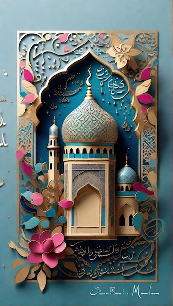 Immerse yourself in the breathtaking design of a Ramadan Kareem holiday invitation