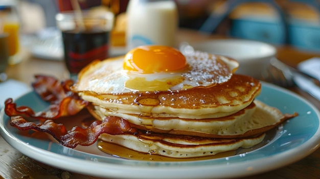 Immerse yourself in the charm of a classic American breakfast with traditional diner ambiance