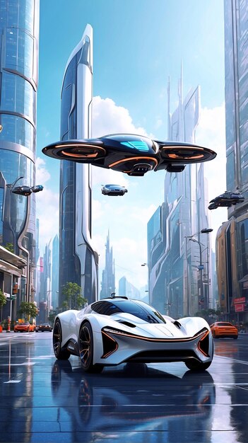 Immerse yourself in a city of the future where towering skyscrapers and sleek flying cars converge