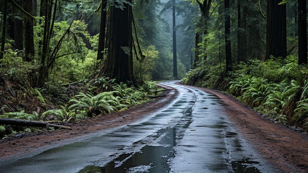 Photo immerse yourself in the ethereal beauty of an ancient redwood forest where time stands still amidst the towering giants the ageold forest whispers tales of centuries past a wonder and tranquility