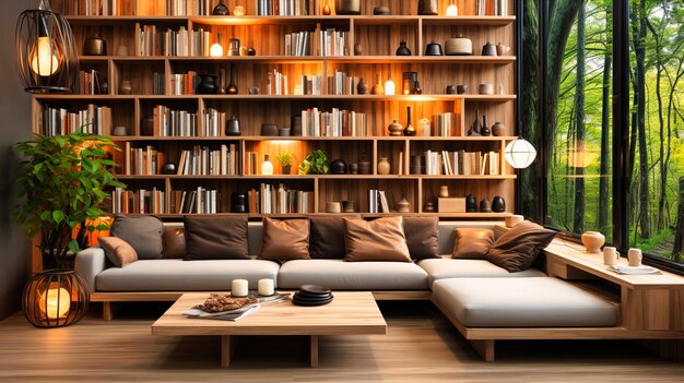 Photo immerse yourself in the luxurious comfort of a classic library with this elegant interior the vintage furniture wooden shelves and cozy atmosphere create a perfect reading retreat