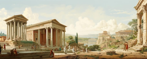 Immerse Yourself in the Timeless Elegance of Ancient Roman Painting 1920x550 px Background