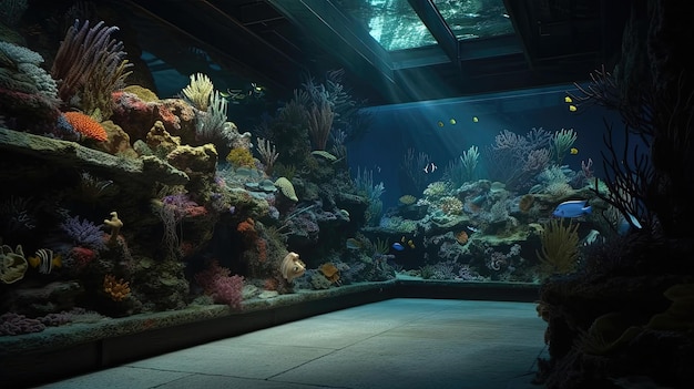 Immerse yourself in the underwater world at the marine life exhibit where the vibrant colors and diverse species of coral and sea creatures come to life Generated by AI