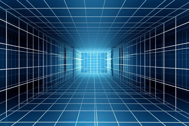 Foto immersive 3d wireframe grid room background un'esperienza vettoriale futuristica