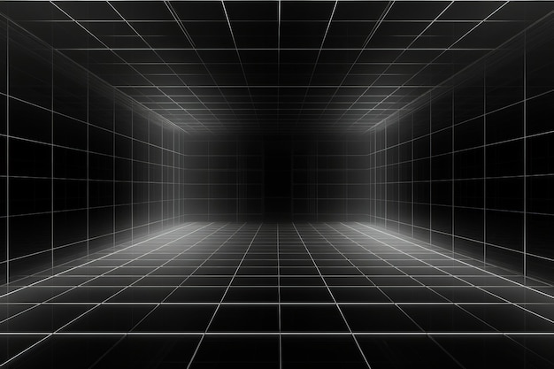 Иммерсивный 3D Wireframe Grid Room Vector Background с соотношением сторон AR-перспективы 32