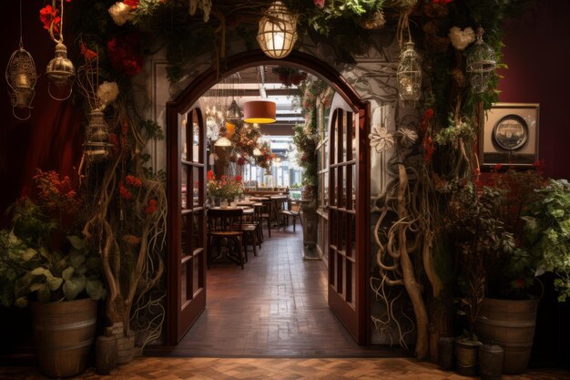 Photo immersive ambiance at a decorated restaurant captivating entrance 32 ar