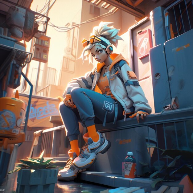 Photo immersive cinematic extravaganza unleashing the power of sunset overdrive's female protagonist in a