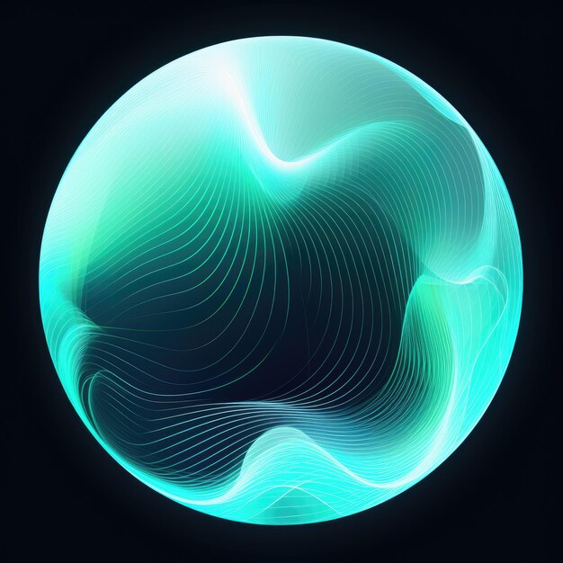 Photo immersive digital art exploring holograms and digital waves in a private turquoise group