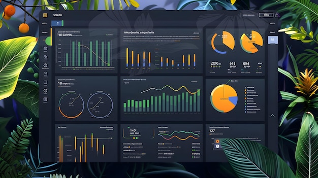 Photo immersive esg dashboard blends nature and technology for sustainable insights