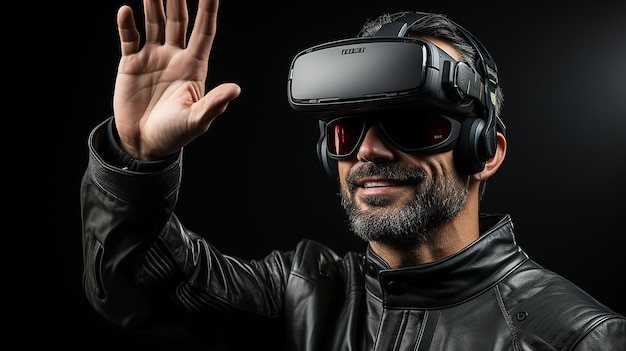 Immersive Gestures Man with Virtual Reality Goggles