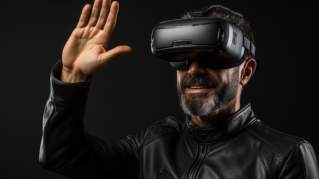 Immersive Gestures Man with Virtual Reality Goggles