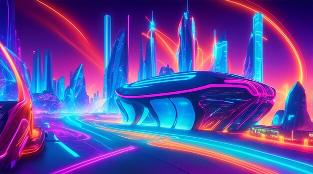 Photo immersive highresolution 3d illustration of a vibrant and futuristic background futuristic city