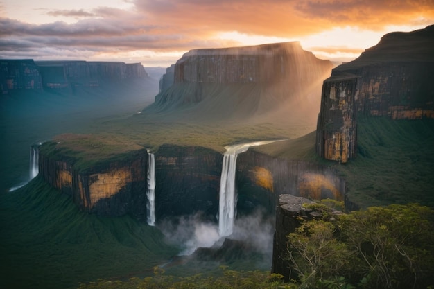 Immersive journey tracking the tepui waterfalls in canaima national park