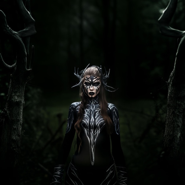 Immersive Portrayal Taylor Swift omarmt Dark Majesty in een fotorealistisch Noors Black Metal gezicht
