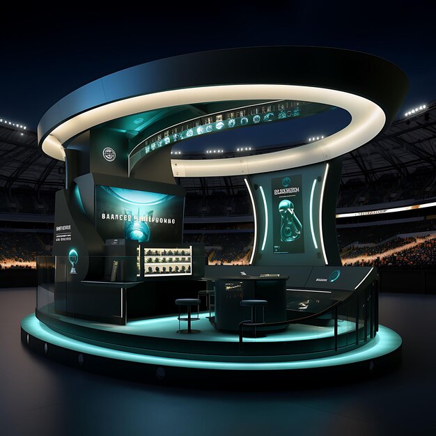 An immersive stadium stand booth designed creative photoshoot concept and professional