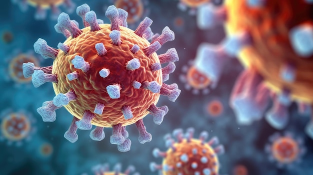 ウイルスに対する免疫反応のマクロ写真