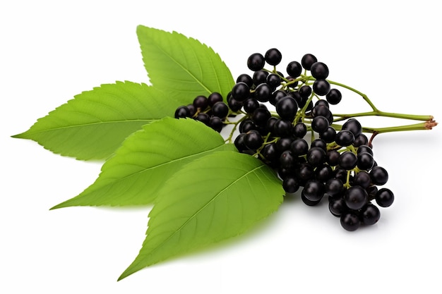 Immune systemboosting foods Black elderberries isolated on white background