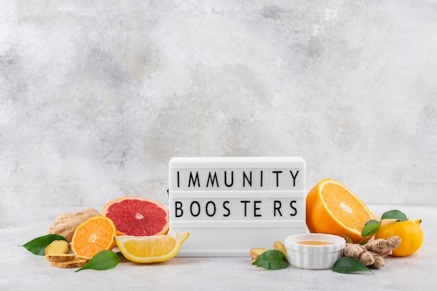 Foto immuniteitsverhogende voeding voor een gezonde levensstijl met citrus