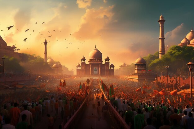 Впечатляющая иллюстрация Дня независимости Индии Generative Ai