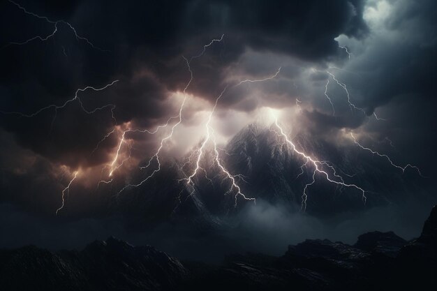 An impactful shot of a lightning storm over a generative ai