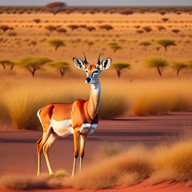 Impala antelope in the savannah wildlife scene in nature