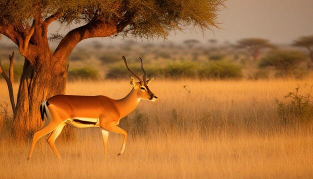 impala hert loopt op een zonnige dag
